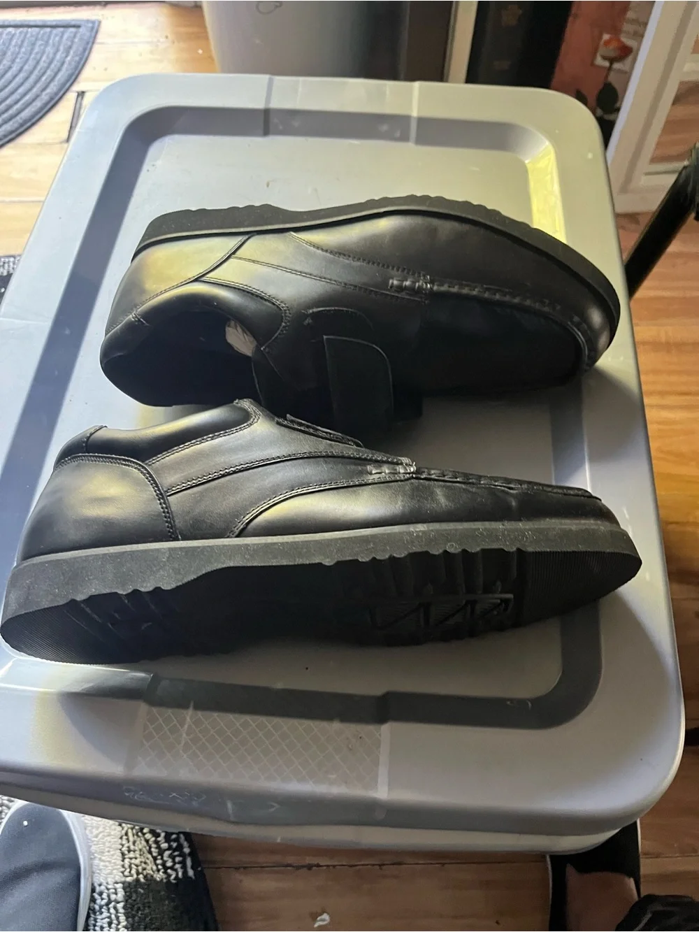 Dr. Scholl's Black Leather Slip-On Loafers with Velcro Strap